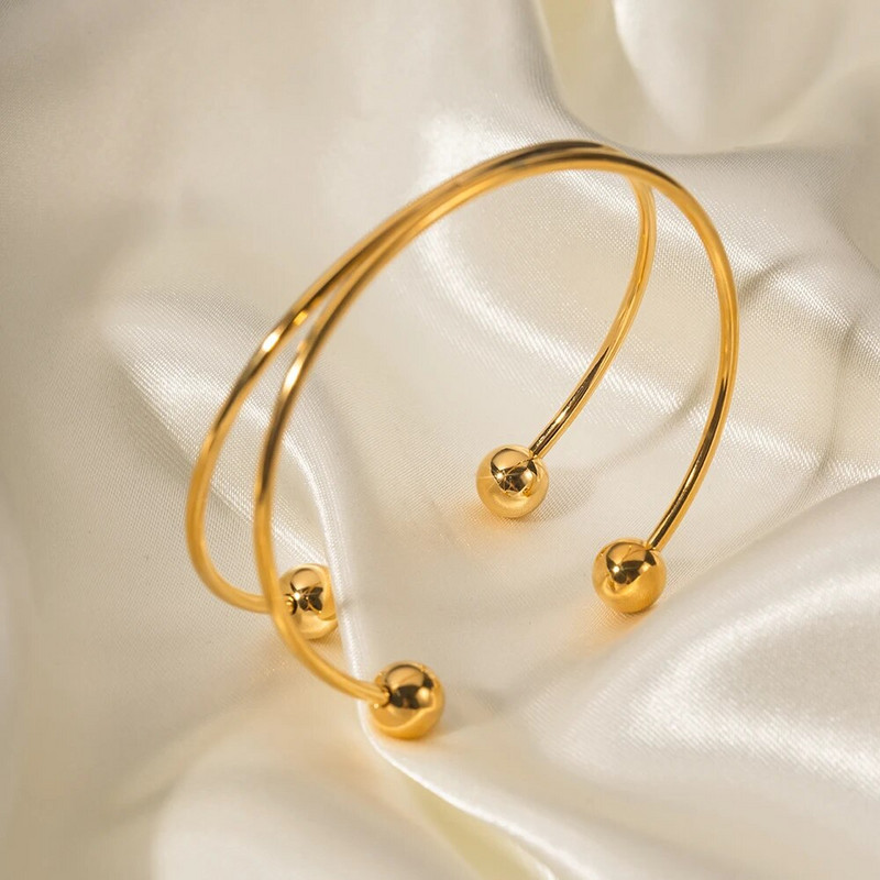 Youthway nerūsējošā tērauda dubultā lodīšu atvērta aproču rokassprādze sievietēm šarmu tekstūras modes rotaslietas 2023 JAUNUMS