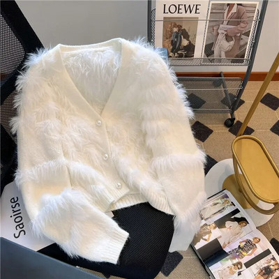 Madingi moteriški megztiniai 2023 m. rudens/žiemos Xiaoxiangfeng trumpas megztinis Korėjietiškas mados įžymybių megztinis paltas ilgomis rankovėmis