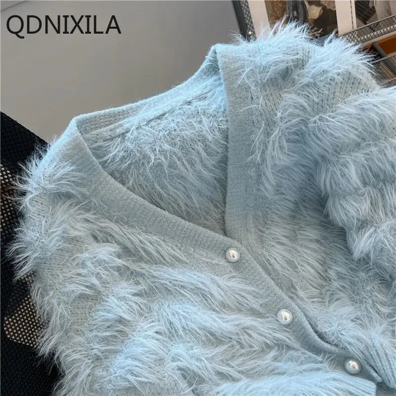 Madingi moteriški megztiniai 2023 m. rudens/žiemos Xiaoxiangfeng trumpas megztinis Korėjietiškas mados įžymybių megztinis paltas ilgomis rankovėmis