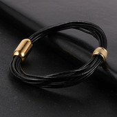 2022 új férfi női fekete barna rétegű marhabőr zsinór mandzsetta csuklópánt ékszerek rozsdamentes acél mágneses csatos varázskarkötő