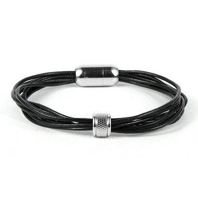 2022 új férfi női fekete barna rétegű marhabőr zsinór mandzsetta csuklópánt ékszerek rozsdamentes acél mágneses csatos varázskarkötő