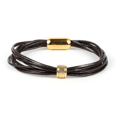 2022 új férfi női fekete barna rétegű marhabőr zsinór mandzsetta csuklópánt ékszerek rozsdamentes acél mágneses csatos varázskarkötő
