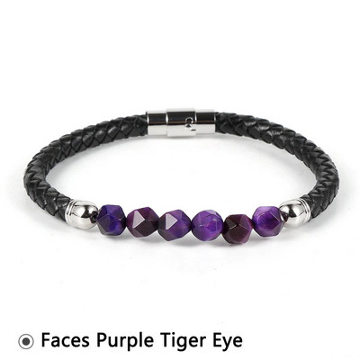 Καυτές εκπτώσεις Ανδρικά Γυναικεία Γνήσιο δέρμα Βραχιόλι Φυσική Πέτρα Πρόσωπα Τίγρης Μάτι Αχάτες Χάντρες Βραχιόλια Πόρπη από ανοξείδωτο ατσάλι