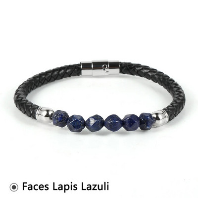 Καυτές εκπτώσεις Ανδρικά Γυναικεία Γνήσιο δέρμα Βραχιόλι Φυσική Πέτρα Πρόσωπα Τίγρης Μάτι Αχάτες Χάντρες Βραχιόλια Πόρπη από ανοξείδωτο ατσάλι