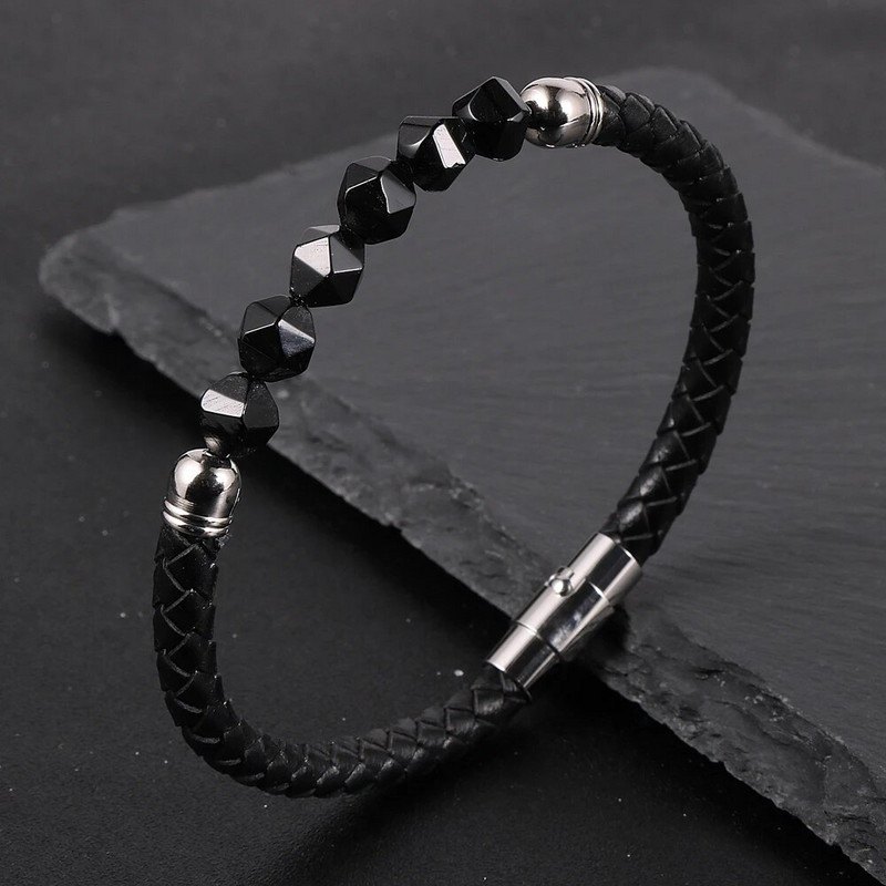 Καυτές εκπτώσεις Ανδρικά Γυναικεία Γνήσιο δέρμα Βραχιόλι Φυσική Πέτρα Πρόσωπα Τίγρης Μάτι Αχάτες Χάντρες Βραχιόλια Πόρπη από ανοξείδωτο ατσάλι