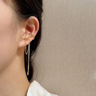 1PC Panka neregulāra ķēdes auss auss Clip Sieviešu saspraužamie auskari Goth Forši garie pušķu ausu klipsi bez pīrsinga auskaru rotaslietas dāvana