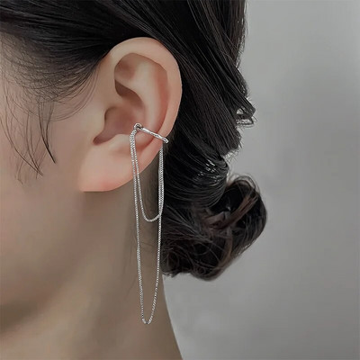 1PC Panka neregulāra ķēdes auss auss Clip Sieviešu saspraužamie auskari Goth Forši garie pušķu ausu klipsi bez pīrsinga auskaru rotaslietas dāvana