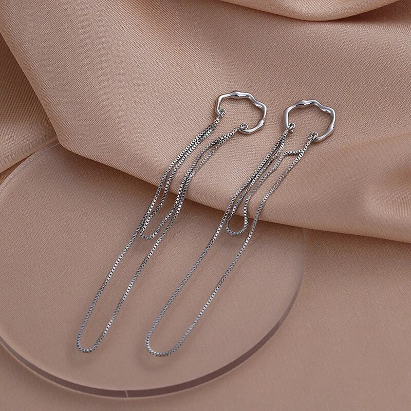 1PC Panka neregulāra ķēdes auss auss Clip Sieviešu saspraužamie auskari Goth Forši garie pušķu ausu klipsi bez pīrsinga auskaru rotaslietas dāvana