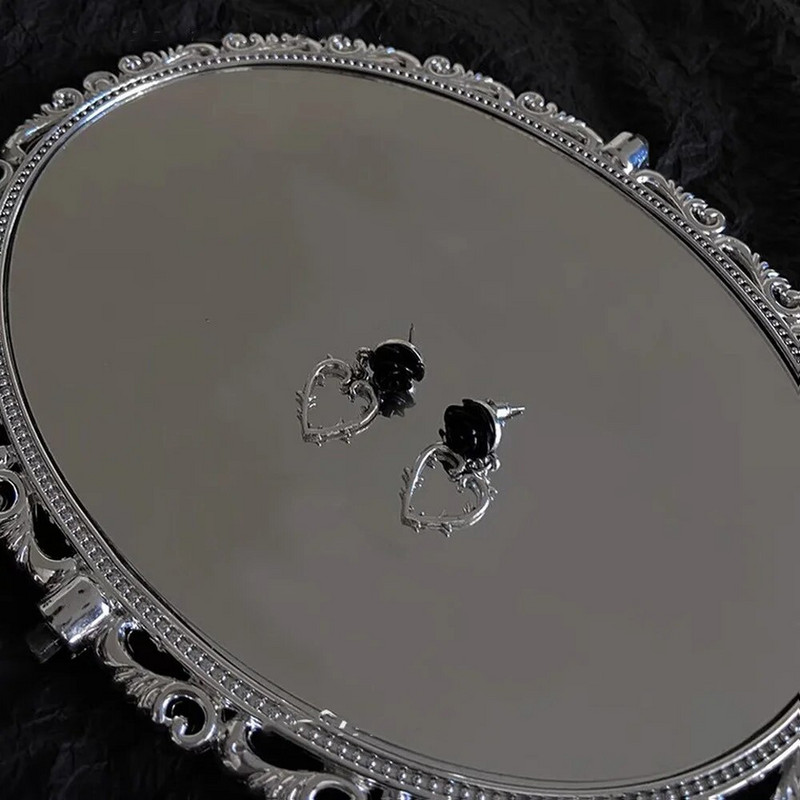 Modes vintage melnā roze mīlestība sirds auskari auskari meiteņu dāmu sirds šarms kulonu auskari dzimšanas dienas draudzības rotaslietas