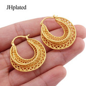 Dubaijas apzeltīti apaļi pīrsingu stīpas auskari Luksusa ģeometriski panku ausu sprādzes Huggie auskari sievietēm Rotaslietas Līgavas kāzas