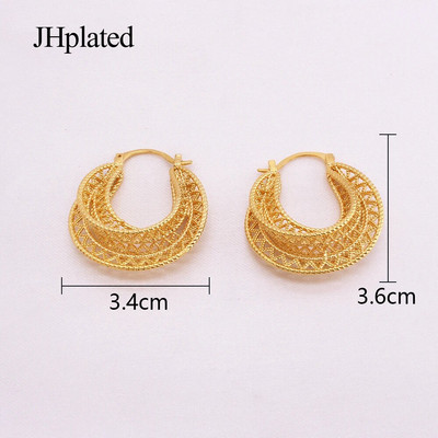 Dubaijas apzeltīti apaļi pīrsingu stīpas auskari Luksusa ģeometriski panku ausu sprādzes Huggie auskari sievietēm Rotaslietas Līgavas kāzas