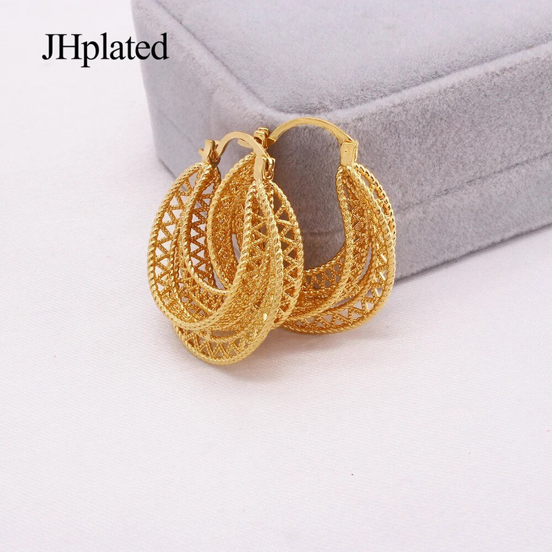 Dubaijas apzeltīti apaļi pīrsingu stīpas auskari Luksusa ģeometriski panku ausu sprādzes Huggie auskari sievietēm Rotaslietas Līgavas kāzas