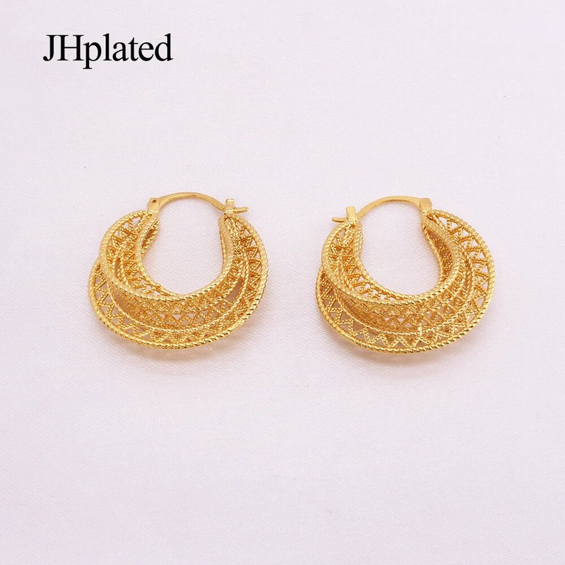 Dubaijas apzeltīti apaļi pīrsingu stīpas auskari Luksusa ģeometriski panku ausu sprādzes Huggie auskari sievietēm Rotaslietas Līgavas kāzas