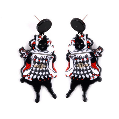 2023 Cute Music Cat Mermaid Ακρυλικά Κρεμαστά σκουλαρίκια για γυναίκες Αστεία Κιθάρα με ανεμιστήρα κινουμένων σχεδίων Black Cats Drop Earring Vintage Κοσμήματα