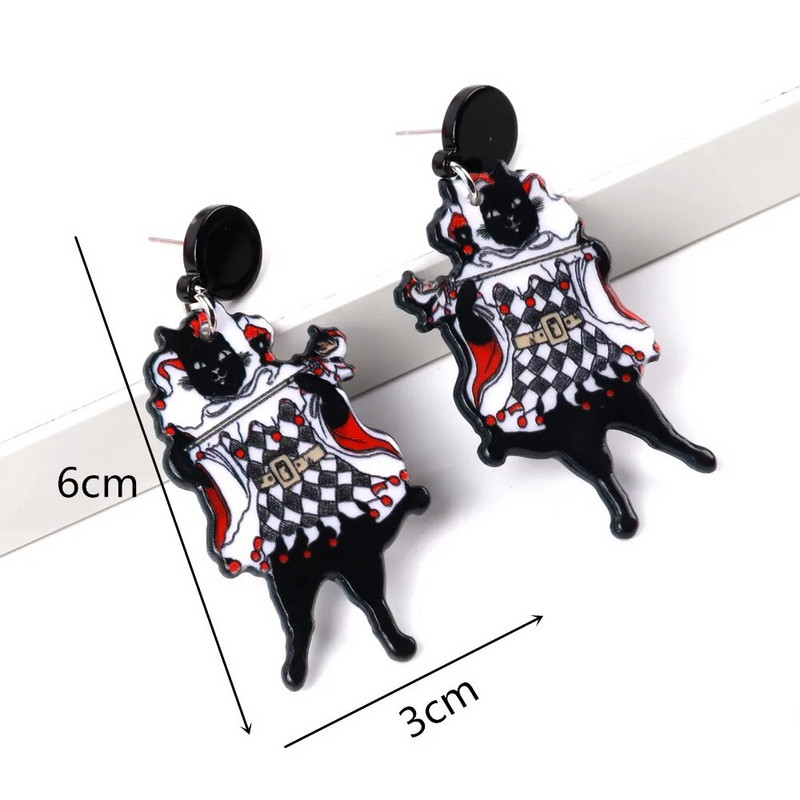 2023 Cute Music Cat Mermaid Ακρυλικά Κρεμαστά σκουλαρίκια για γυναίκες Αστεία Κιθάρα με ανεμιστήρα κινουμένων σχεδίων Black Cats Drop Earring Vintage Κοσμήματα