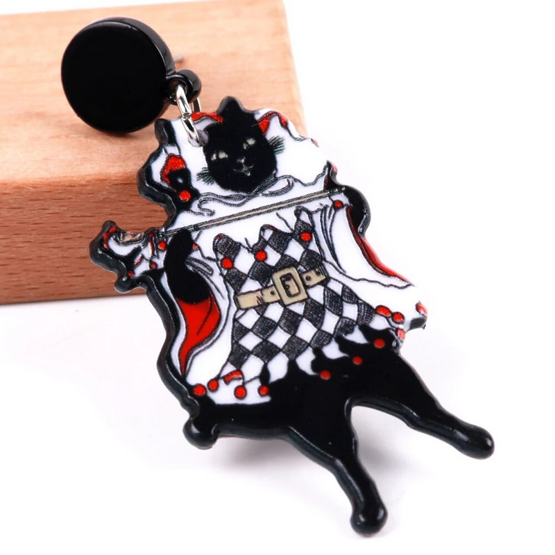 2023 Cute Music Cat Mermaid Ακρυλικά Κρεμαστά σκουλαρίκια για γυναίκες Αστεία Κιθάρα με ανεμιστήρα κινουμένων σχεδίων Black Cats Drop Earring Vintage Κοσμήματα