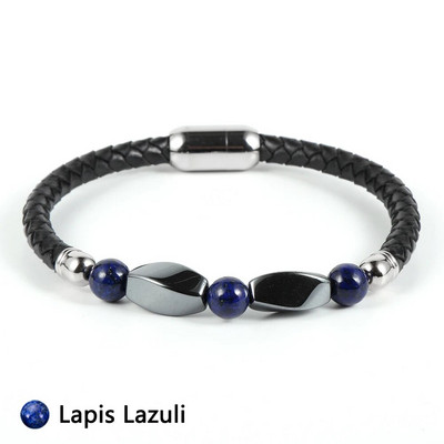 Férfi női rozsdamentes acél csat Természetes kővel borított hematit türkiz gyöngyök karkötők valódi bőr karkötő ékszerek