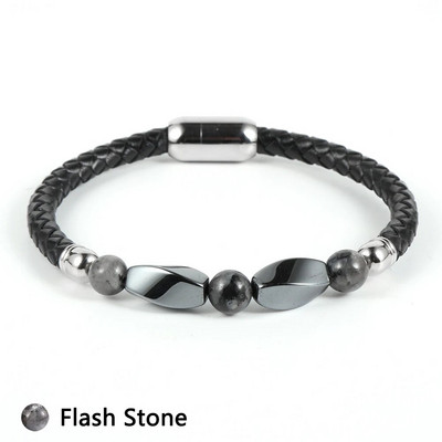 Férfi női rozsdamentes acél csat Természetes kővel borított hematit türkiz gyöngyök karkötők valódi bőr karkötő ékszerek