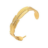 Youthway nerūsējošā tērauda izsmalcināta lapu formas atvērta rokassprādze sievietēm vasaras modes ūdensnecaurlaidīga zelta eleganta rotaslieta, regulējama