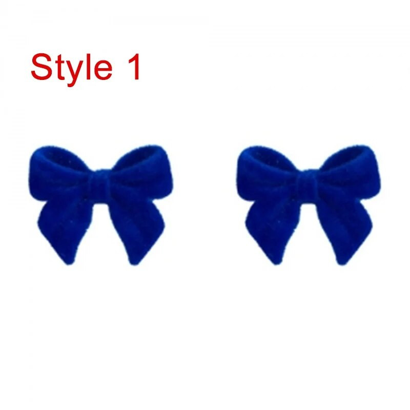 Κορεάτικη μόδα Μπλε φανελένιο βελούδινο φιόγκο καρφωτό σκουλαρίκι για γυναίκες Προσωπικότητα Απλό κορίτσι Χαριτωμένα δώρα κοσμήματα για πάρτι με καρφιά για αυτιά
