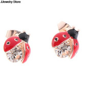 1 pāris augstas kvalitātes rokām darināti eļļas kukaiņu auskari Modes Dzīvnieku Rhinestone Sieviešu rotaslietas Mārītes ausu kniedes