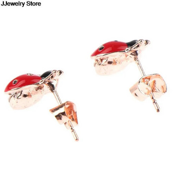 1 Ζευγάρι Υψηλής ποιότητας χειροποίητα ελαιώδη σκουλαρίκια με καρφιά από έντομα Μόδα Ζώο Rhinestone Γυναικεία κοσμήματα Πασχαλίτσα Καρφώματα αυτιών