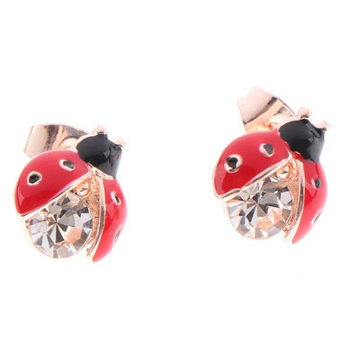 1 pāris augstas kvalitātes rokām darināti eļļas kukaiņu auskari Modes Dzīvnieku Rhinestone Sieviešu rotaslietas Mārītes ausu kniedes