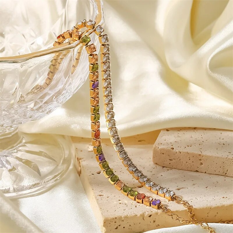 Youthway από ανοξείδωτο ατσάλι Πολύχρωμο λευκό οβάλ βραχιόλι κυβικό ζιργκόν Ρυθμιζόμενο κόσμημα καρπού 2022 Charm Fashion Jewelry Δώρο