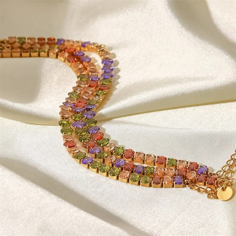 Youthway από ανοξείδωτο ατσάλι Πολύχρωμο λευκό οβάλ βραχιόλι κυβικό ζιργκόν Ρυθμιζόμενο κόσμημα καρπού 2022 Charm Fashion Jewelry Δώρο