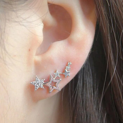 Κορεατικά κοσμήματα για γυναίκες Star Ear Climber Tiny Star Stud σκουλαρίκια για Γυναικεία πάρτι γενεθλίων Κοσμήματα γάμου Δώρο Pendientes Mujer
