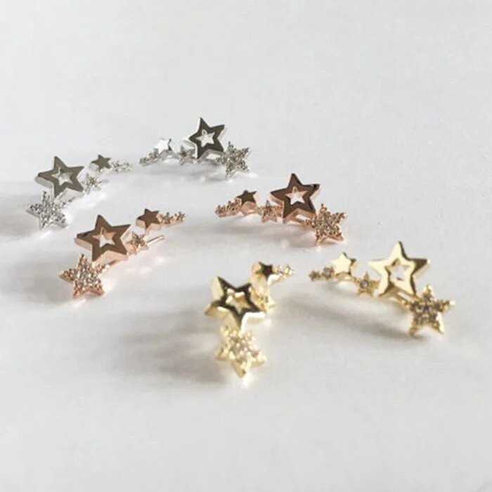 Κορεατικά κοσμήματα για γυναίκες Star Ear Climber Tiny Star Stud σκουλαρίκια για Γυναικεία πάρτι γενεθλίων Κοσμήματα γάμου Δώρο Pendientes Mujer