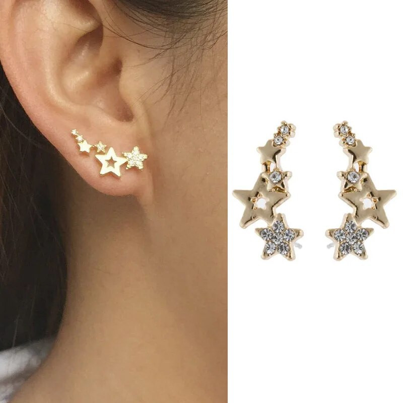 Κορεατικά κοσμήματα για γυναίκες Star Ear Climber Tiny Star Stud σκουλαρίκια για Γυναικεία πάρτι γενεθλίων Κοσμήματα γάμου Δώρο Pendientes Mujer