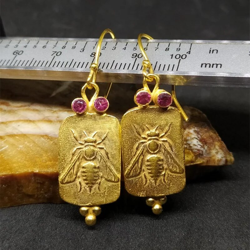 Bičių medaus pakabukai auskarai moterims Stereoskopiniai vabzdžių vestuviniai aukso spalvos auskarai Drop shipping