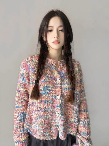 Zoki Rainbow Sweet Cardigan Γυναικεία Κορεάτικη μόδα Πλεκτά Πλεκτά Πουλόβερ Φθινοπωρινά Γυναικεία Κομψά O λαιμό Χαλαρά ρούχα