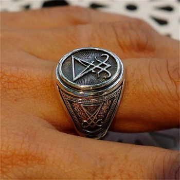 Γοτθικά δαχτυλίδια Lucifer Satan Signet Punk Δαχτυλίδια από ανοξείδωτο ατσάλι Ανδρικά και γυναικεία παγανιστικά κοσμήματα Διακοσμήσεις για ζευγάρια Δώρα Χονδρική