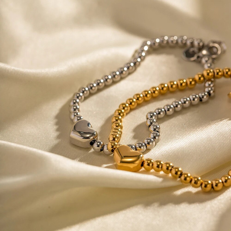 Youthway nerūsējošā tērauda ķēdes lodīšu lodīšu sirds PVD pārklājuma rokassprādze sievietēm augstas kvalitātes juvelierizstrādājumu ūdensizturīgs 2023