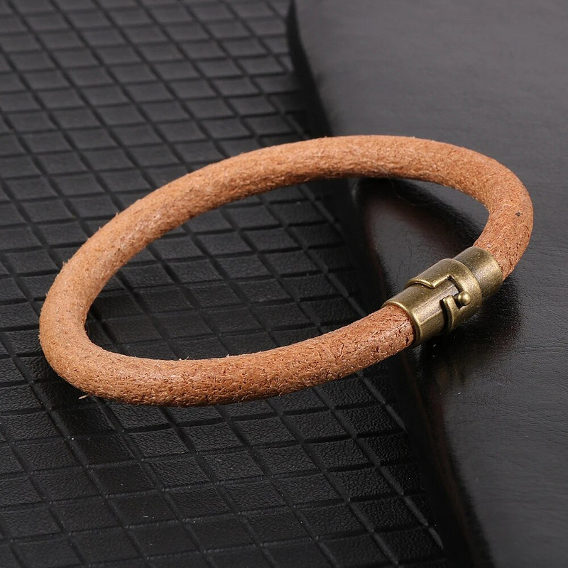 Vienkāršas sievietes Vīriešu 6 mm oriģinālās govs ādas ādas virves siksna rokassprādzes rotaslietas sakausējums magnētiskā sprādze aproces Rokas saite Herren