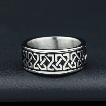 Винтидж 8 мм мъжки викингски пръстен Готически пънк викингска руна пръстен с келтски възел Готини мъжки рок байкерски бижута Декорации Подаръци на едро