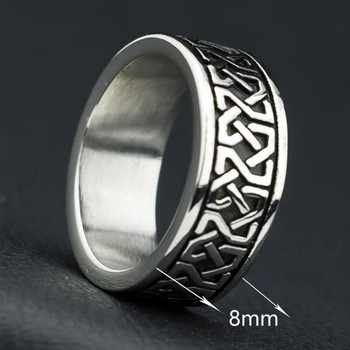 Винтидж 8 мм мъжки викингски пръстен Готически пънк викингска руна пръстен с келтски възел Готини мъжки рок байкерски бижута Декорации Подаръци на едро