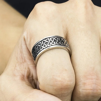 Vintage ανδρικό δαχτυλίδι Viking 8mm Gothic Punk Viking Rune Κέλτικο δαχτυλίδι Cool ανδρικό Rock Biker Διακοσμήσεις κοσμημάτων Δώρα Χονδρική