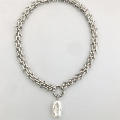 Punk Miami Cuban Choker ogrlica od nehrđajućeg čelika Tarnish Free Hip Hop Big Chunky Srebrno zlatne boje Debeli lanac Ogrlica od školjke