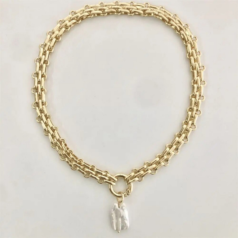 Punk Miami Cuban Choker ogrlica od nehrđajućeg čelika Tarnish Free Hip Hop Big Chunky Srebrno zlatne boje Debeli lanac Ogrlica od školjke