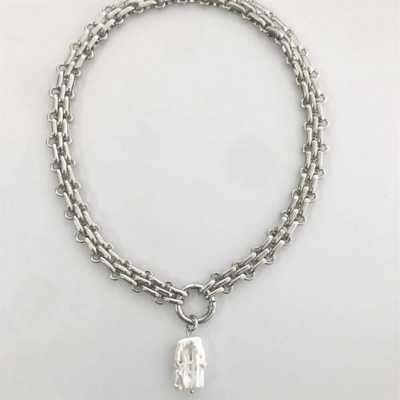 Punk Miami Cuban Choker ogrlica od nehrđajućeg čelika Tarnish Free Hip Hop Big Chunky Srebrno zlatne boje Debeli lanac Ogrlica od školjke