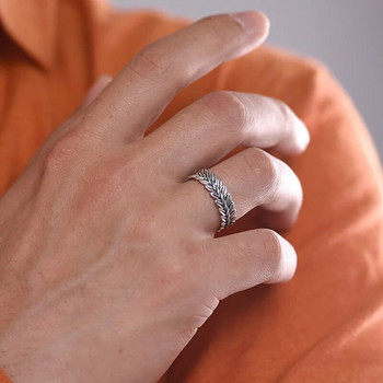 Ασημί χρώμα Κομψά χειροποίητα σιταρένια σκουλαρίκια για άνδρες και γυναίκες Μόδα ρετρό ανοιχτό δαχτυλίδι Ανδρικά κοσμήματα μόδας Διακοσμήσεις χονδρικής