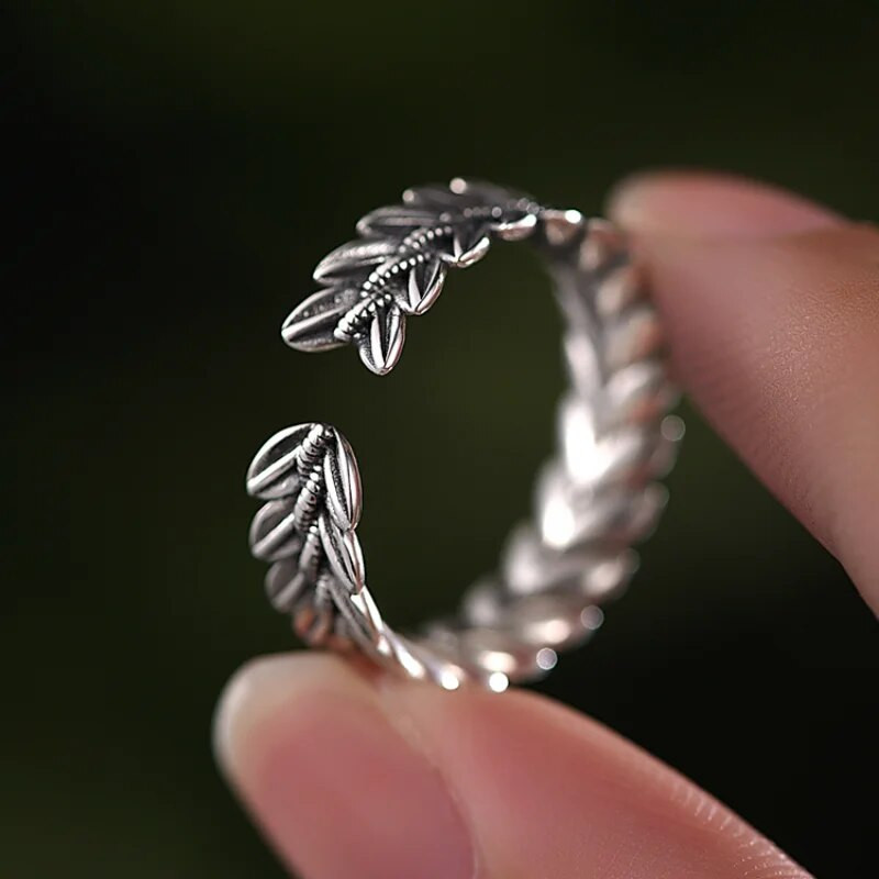 Sudraba krāsas šiki ar rokām darināti kviešu auskari vīriešiem un sievietēm Modes retro atvērts gredzens vīriešu modes rotaslietas rotājumi vairumtirdzniecība