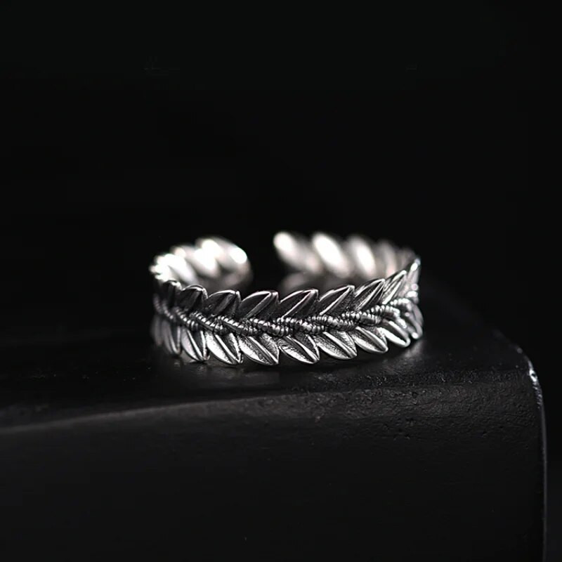 Sudraba krāsas šiki ar rokām darināti kviešu auskari vīriešiem un sievietēm Modes retro atvērts gredzens vīriešu modes rotaslietas rotājumi vairumtirdzniecība