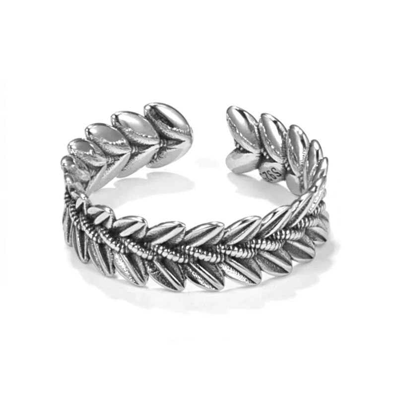 Sudraba krāsas šiki ar rokām darināti kviešu auskari vīriešiem un sievietēm Modes retro atvērts gredzens vīriešu modes rotaslietas rotājumi vairumtirdzniecība
