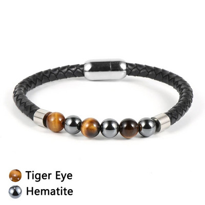 Dabīgā akmens karte Akmens tīģera acs lavas roka rokassprādzes īstas ādas lapis lazuli fāzēm nerūsējošā tērauda sprādzes modes rotaslietas