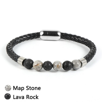 Dabīgā akmens karte Akmens tīģera acs lavas roka rokassprādzes īstas ādas lapis lazuli fāzēm nerūsējošā tērauda sprādzes modes rotaslietas