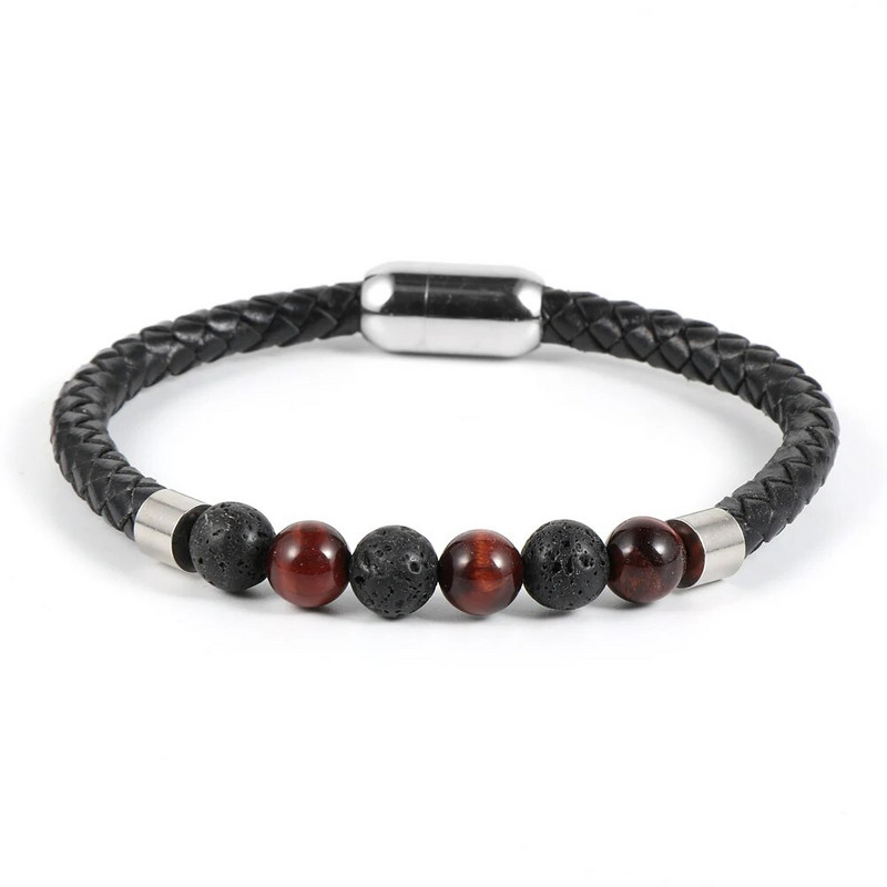 Dabīgā akmens karte Akmens tīģera acs lavas roka rokassprādzes īstas ādas lapis lazuli fāzēm nerūsējošā tērauda sprādzes modes rotaslietas